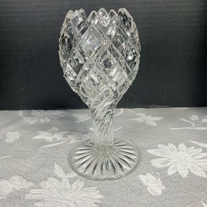 EAPG Pressed Glass Vase O’Hara footed Rose Bowl 7”